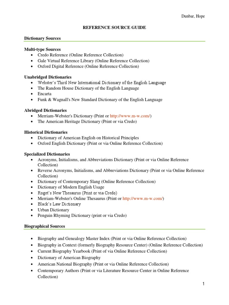 Credo Reference Source Guide | PDF | Dictionary | Encyclopedias