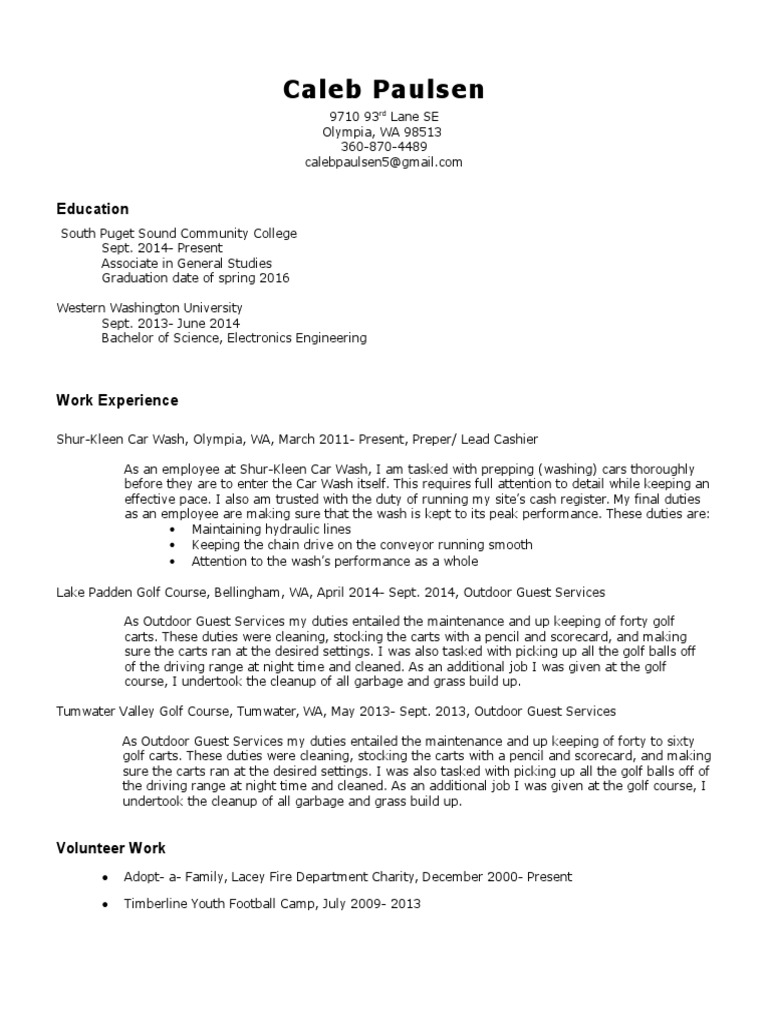 Caleb Paulsen's Resume and Experience | PDF