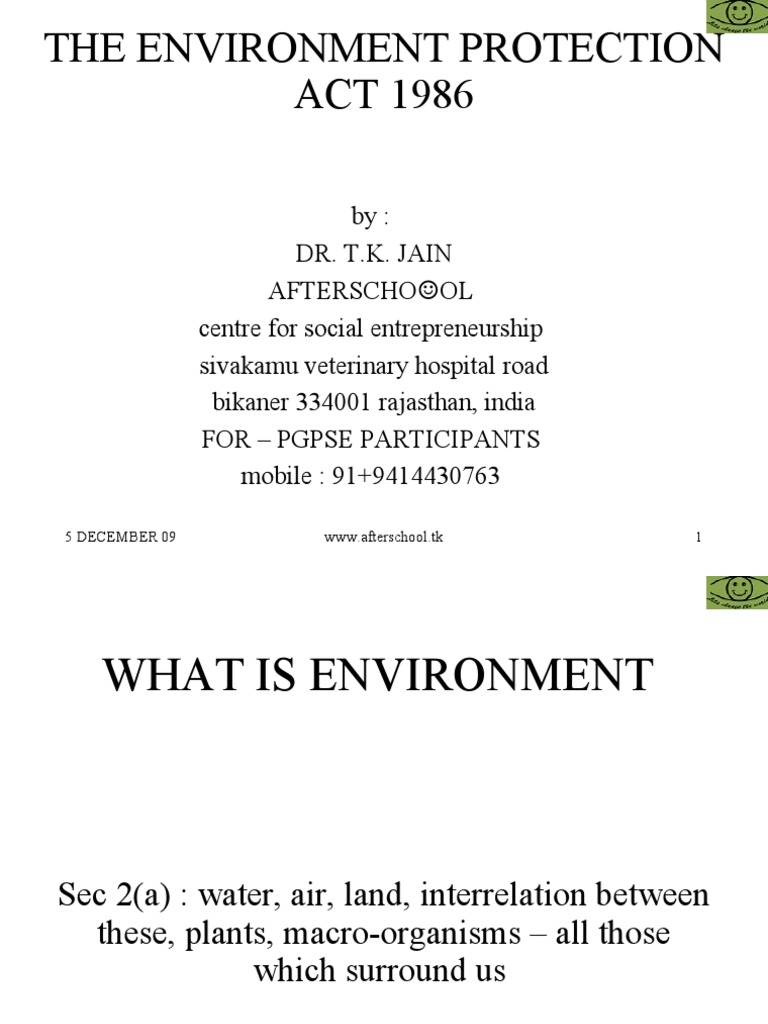 The Environment Protection Act 1986 Human Impact On The Environment