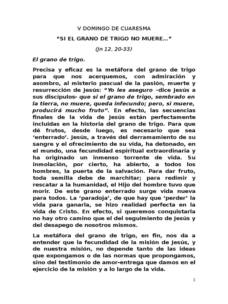 Si El Grano de Trigo No Muere | PDF | La resurrección de Jesús | Jesús