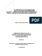 Fisherfolks' Perception on the Communication Strategy Used by the Laguna Lake Development Authority - Janitor Fish Project Team in Communicating the Risks of Janitor Fish Proliferation in Laguna de Bay.