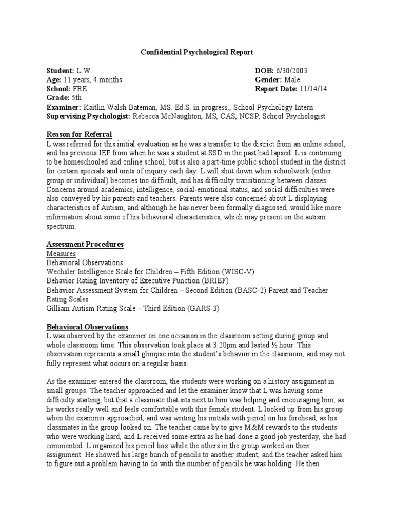 nehéz kielégíteni Biztonságos donor psychological report sample