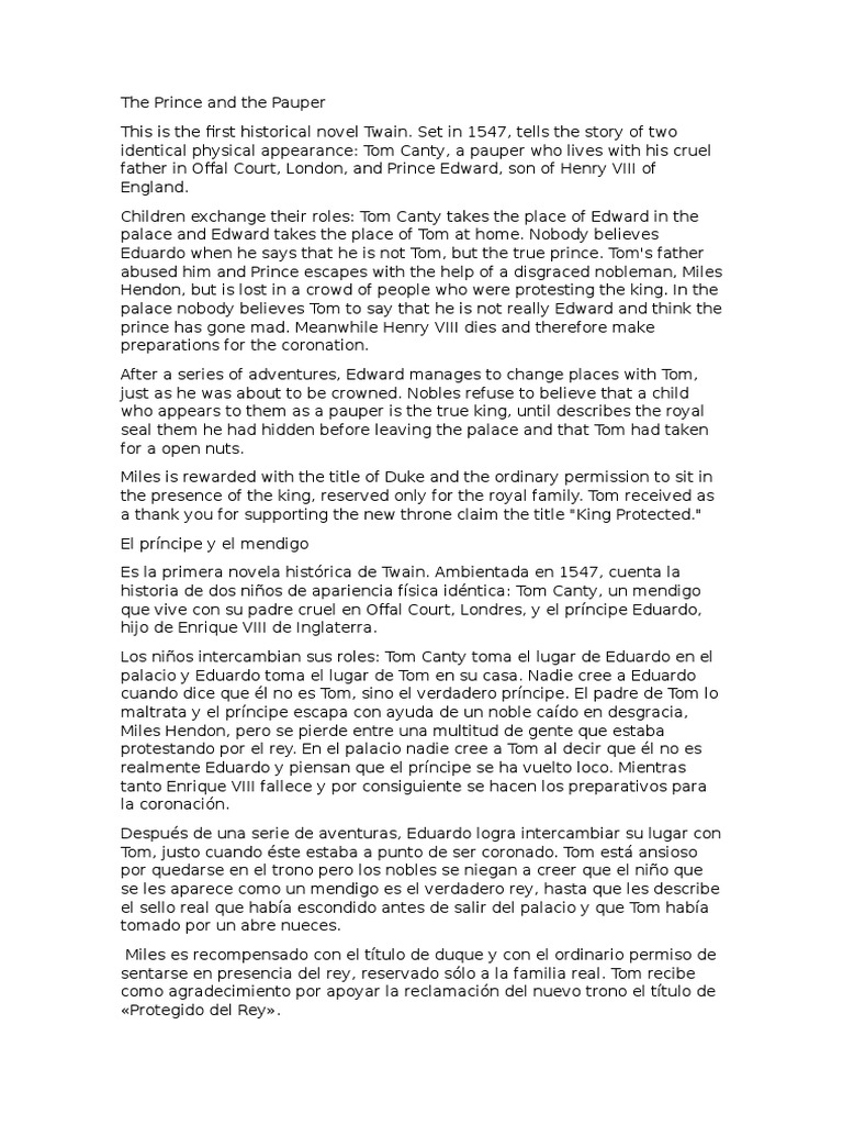 Prince and the pauper analysis picture