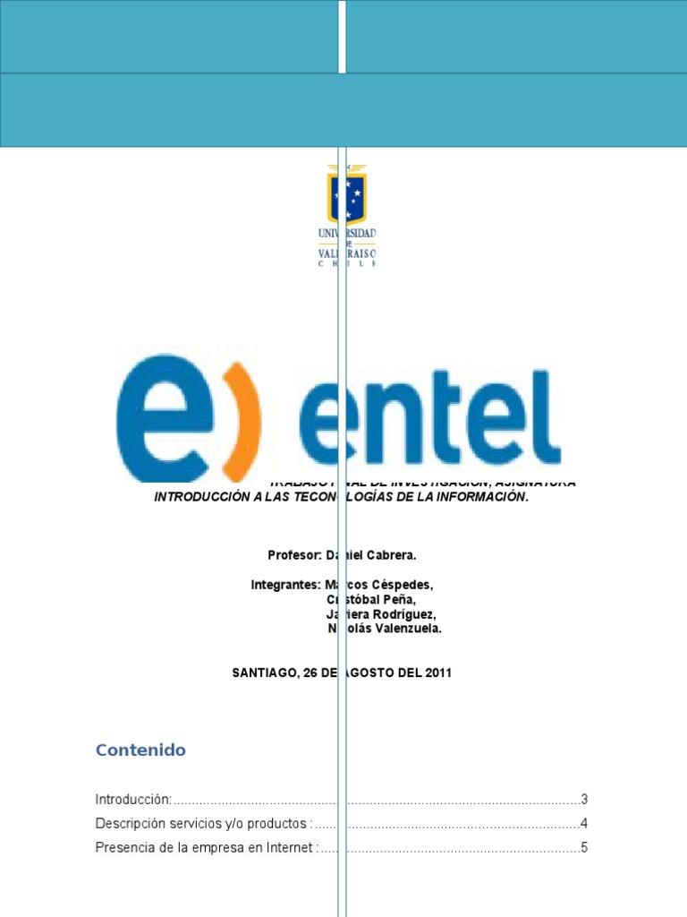 Misión y visión de Entel S.A. | PDF | Servicio de redes sociales | Internet