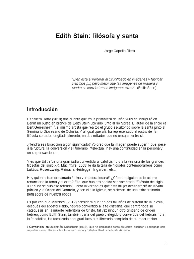 EDITH STEIN Filósofa y Santa | PDF | Edmund Husserl | Alemania nazi