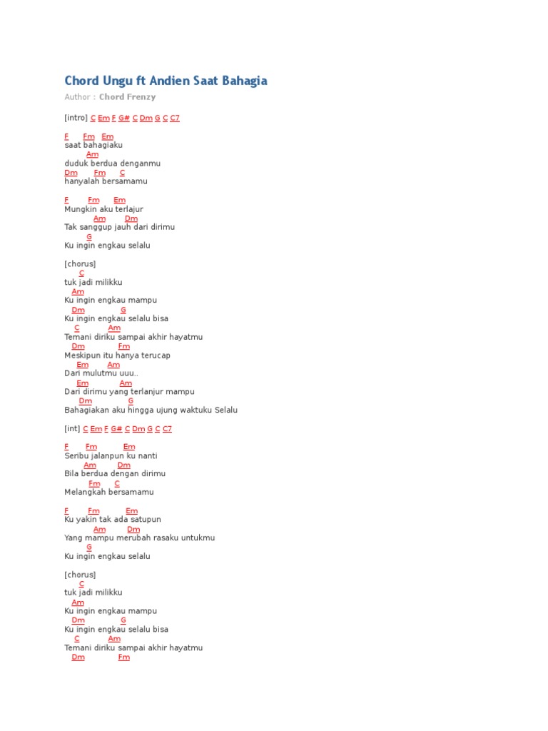 Chord Ungu Ft Andien Saat Bahagia Pdf Bentuk Musik Komposisi Musik