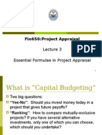 Fin650 Lecture3 Essential Formulae in Project Appraisal Final
