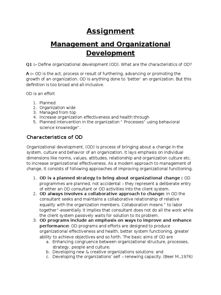 Characteristics of Organizational Development | PDF | Organization ...