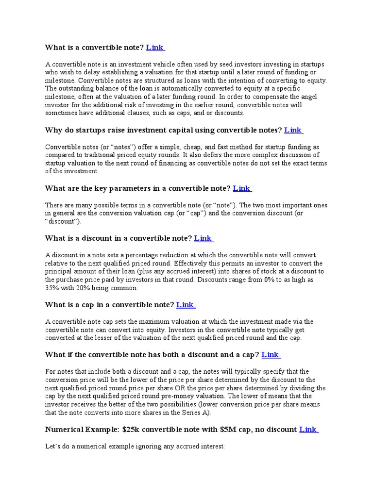 What Is A Convertible Note PDF Stocks Discounting