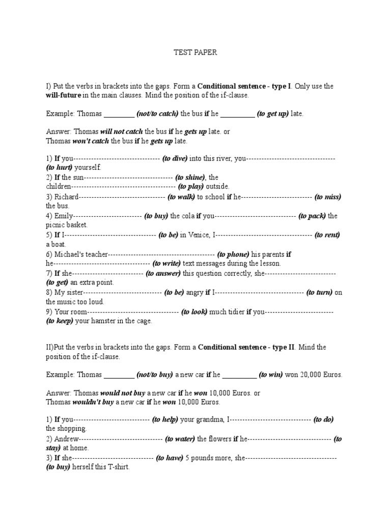 Conditional Sentence Practice Exercises | PDF | Teaching Methods ...