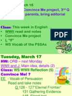 Homework: Convince Me Project, 3 Q ORB, Letter To Parents, Bring Editorial Tomorrow Class
