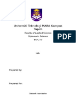 Universiti Teknologi MARA Kampus Tapah: Faculty of Applied Science Diploma in Science BIO 250