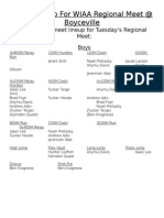 Meet Line Up - WIAA Regional Meet (Boys)