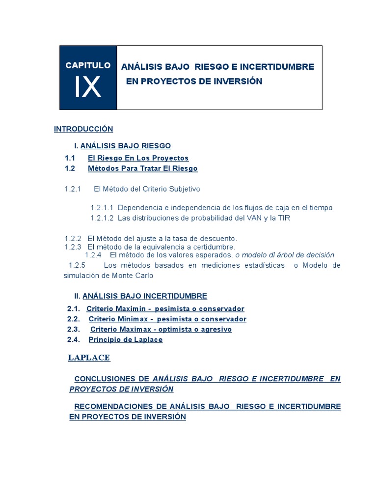 Análisis de Riesgo en Proyectos de Inversión | PDF | Toma de decisiones ...
