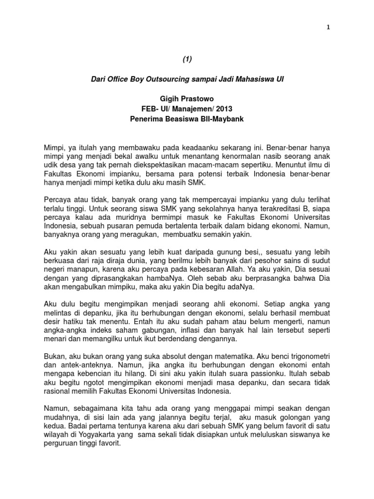 Contoh essay beasiswa kedokteran. KANG AWA: Contoh Essay 