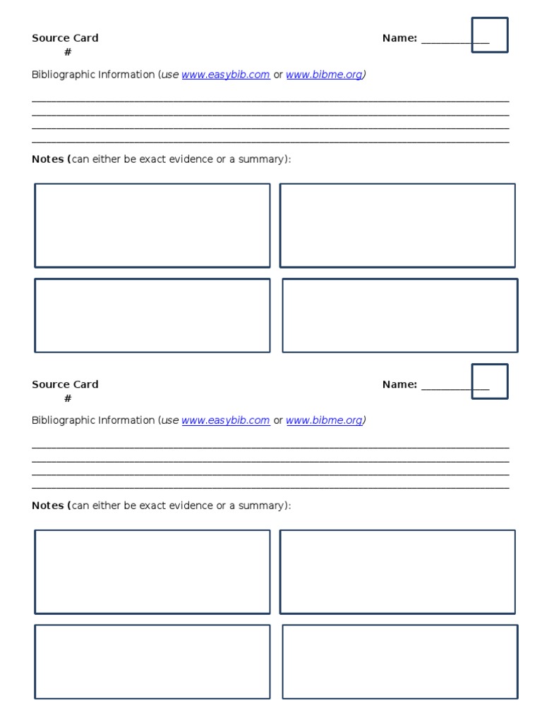 Source Card Template and Instructions | PDF
