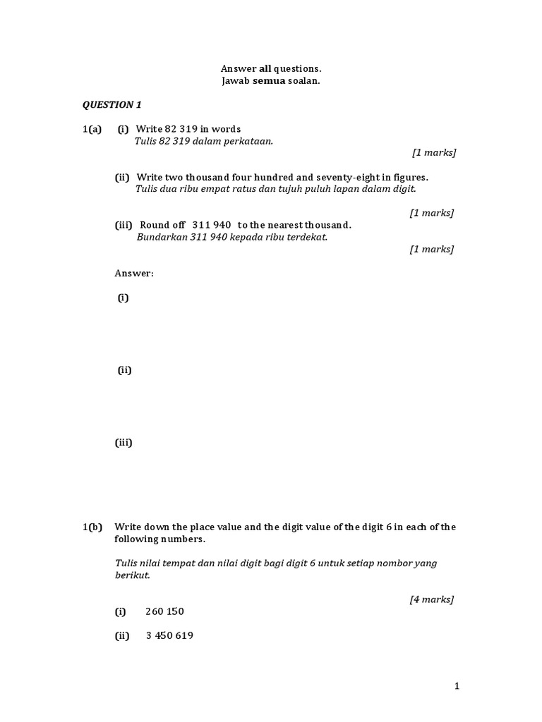 Soalan Matematik Akhir Tahun 5 2019 - Surat Rasmi V