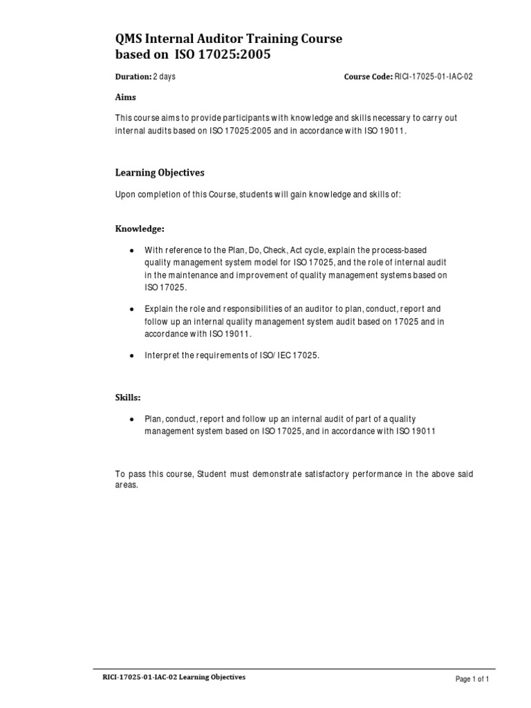 course-summary-iso-17025-pdf-educational-assessment-internal-audit