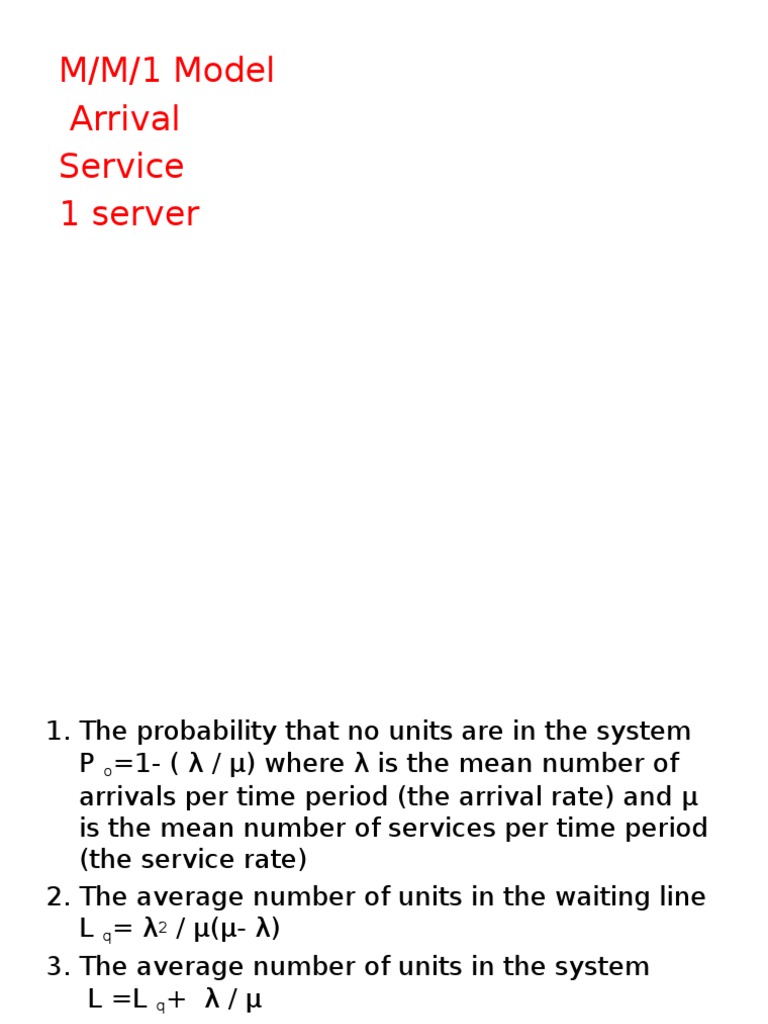 M/M/1 Model Arrival Service 1 Server | PDF