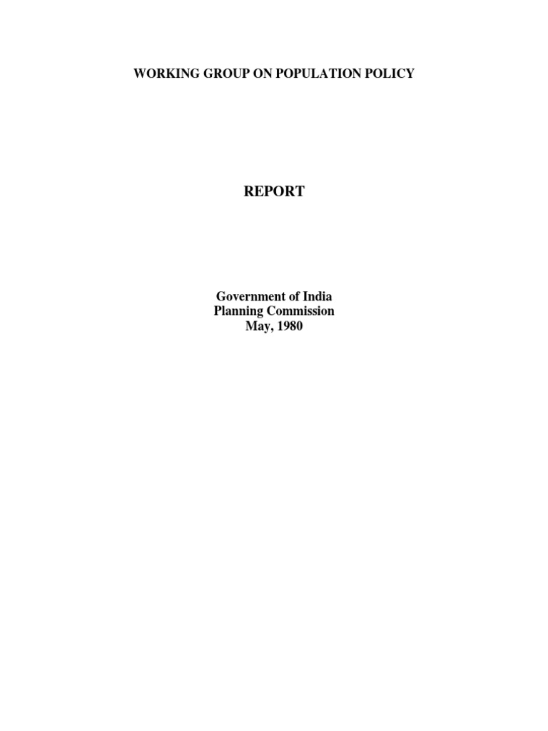 India Population Policy Report 1980 | PDF | Family Planning | Birth Rate