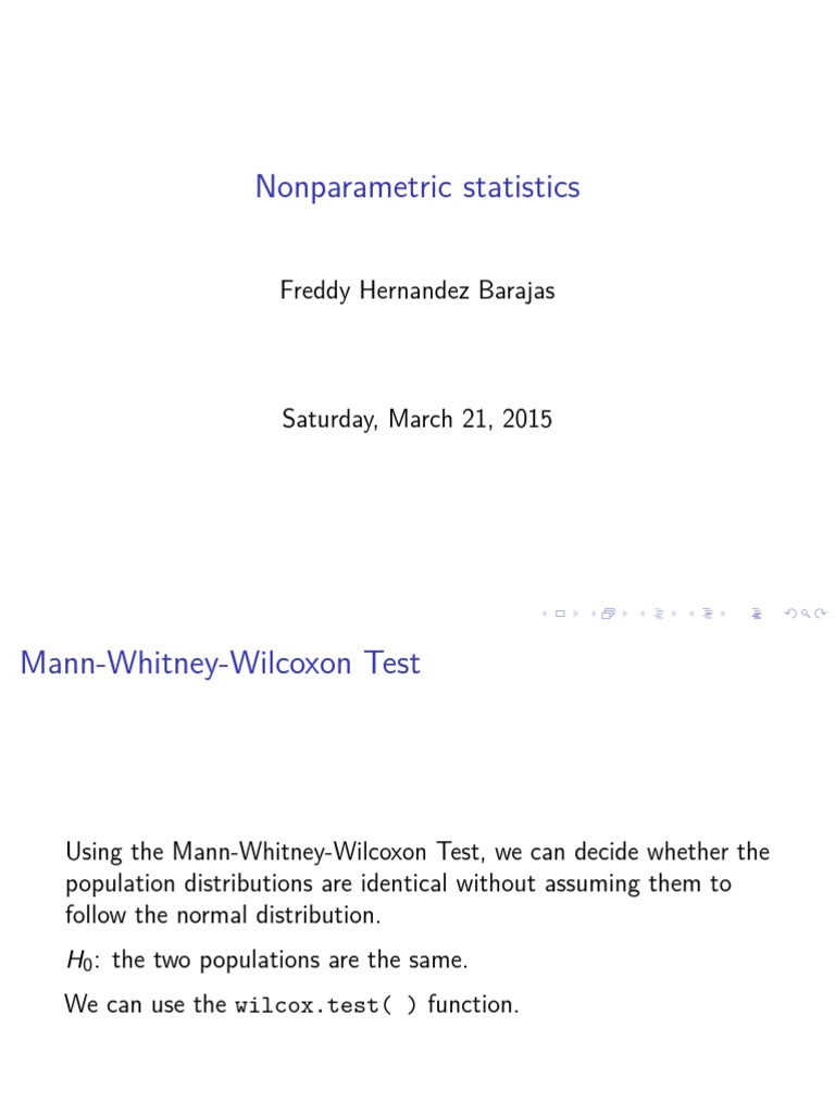 Nonparametric Statistical Tests in R | PDF | Business