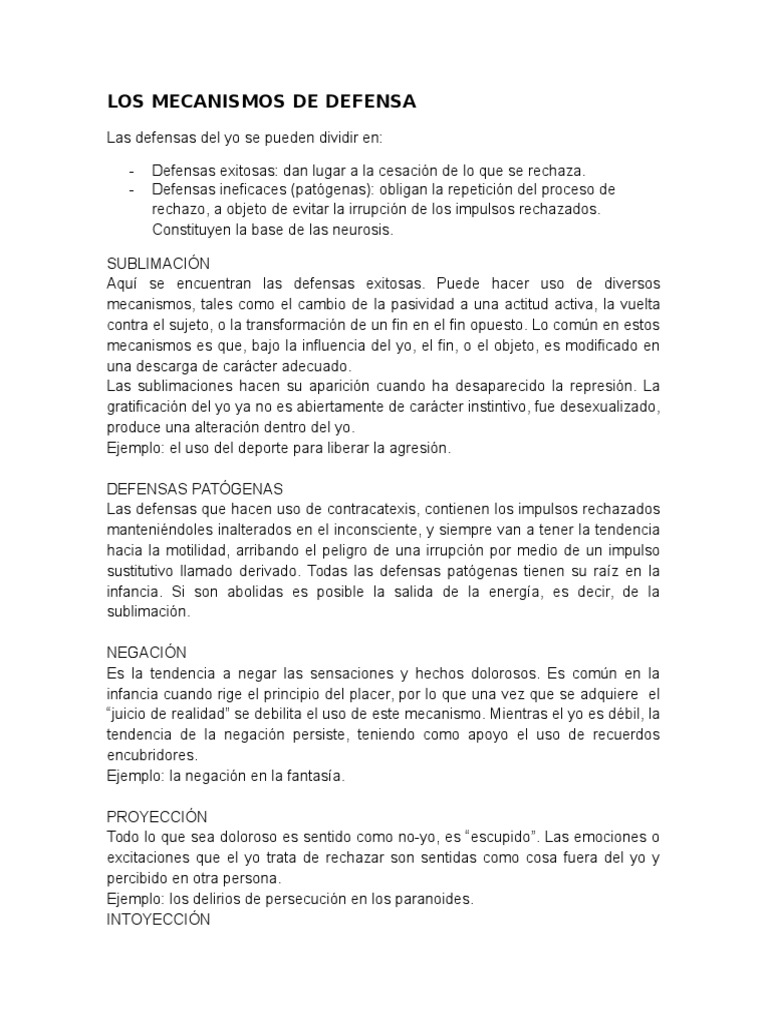 Mecanismos de Defensa del Yo | PDF | Desorden obsesivo compulsivo ...