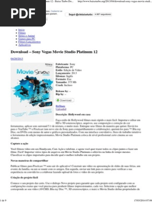 Download Sony Vegas Movie Studio Platinum 12 Baixe Turbo Downloads Entretenimento Geral Computacao E Tecnologia Da Informacao
