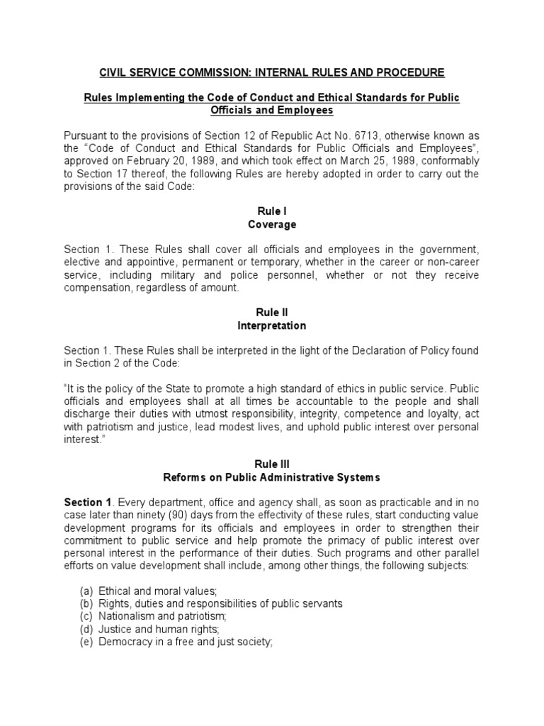 Civil Service Commission | PDF | Conflict Of Interest | Board Of Directors