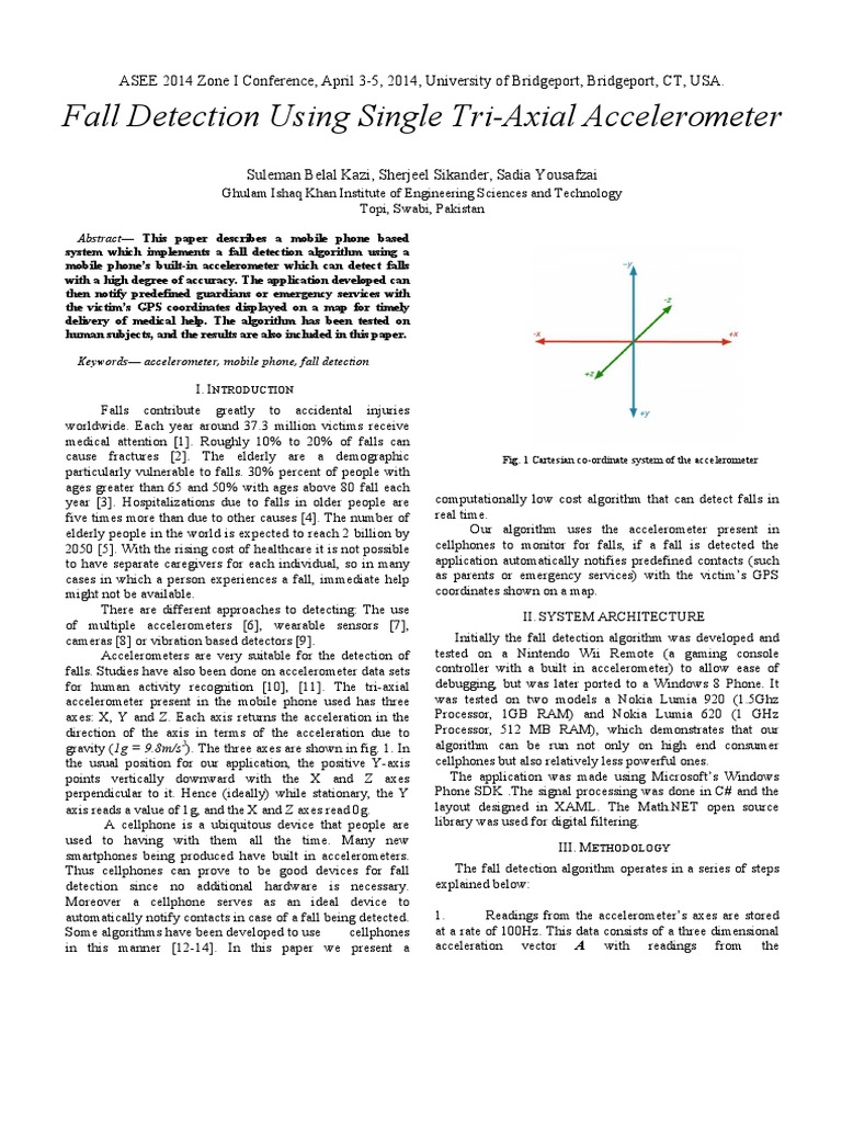 Fall Detection Using Single Tri-Axial Accelerometer | Download Free PDF ...
