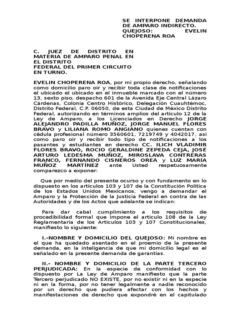Amparo Indirecto contra Orden de Aprehensión | PDF | Derecho ...