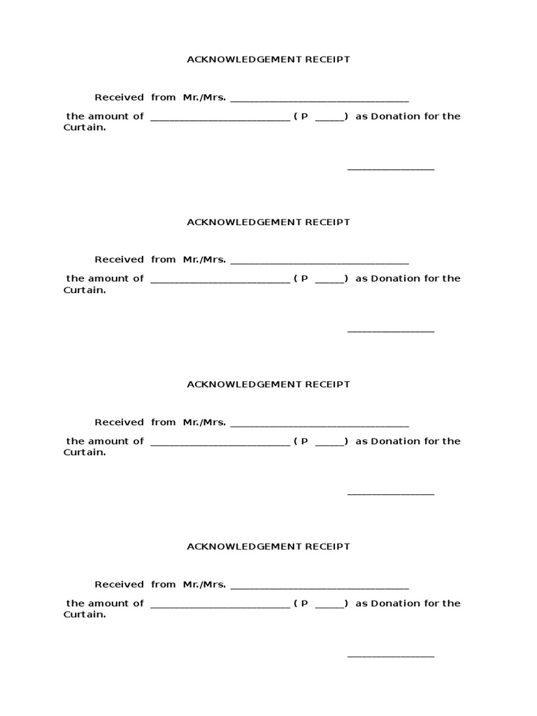 Donation Acknowledgement Receipt Template | PDF | Finance & Money ...