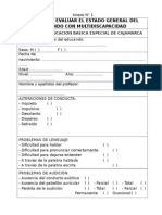 Ficha para Evaluar El Estado General Del Educando Con Multidiscapacidad