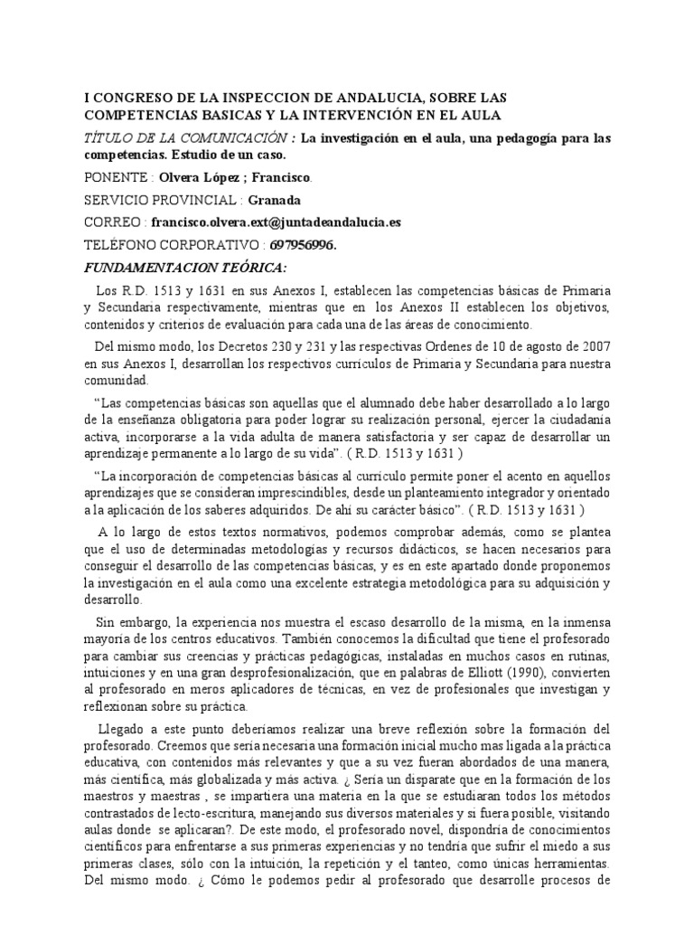 I Congreso de La Inspeccion de Andalucia | PDF | Evaluación | Maestros