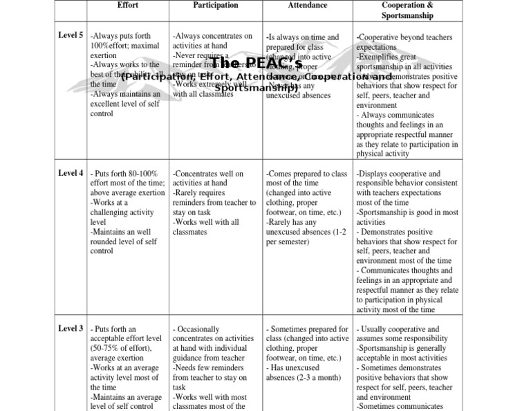 PEAC Assessment Criteria Explained | PDF | Career & Growth | Self ...