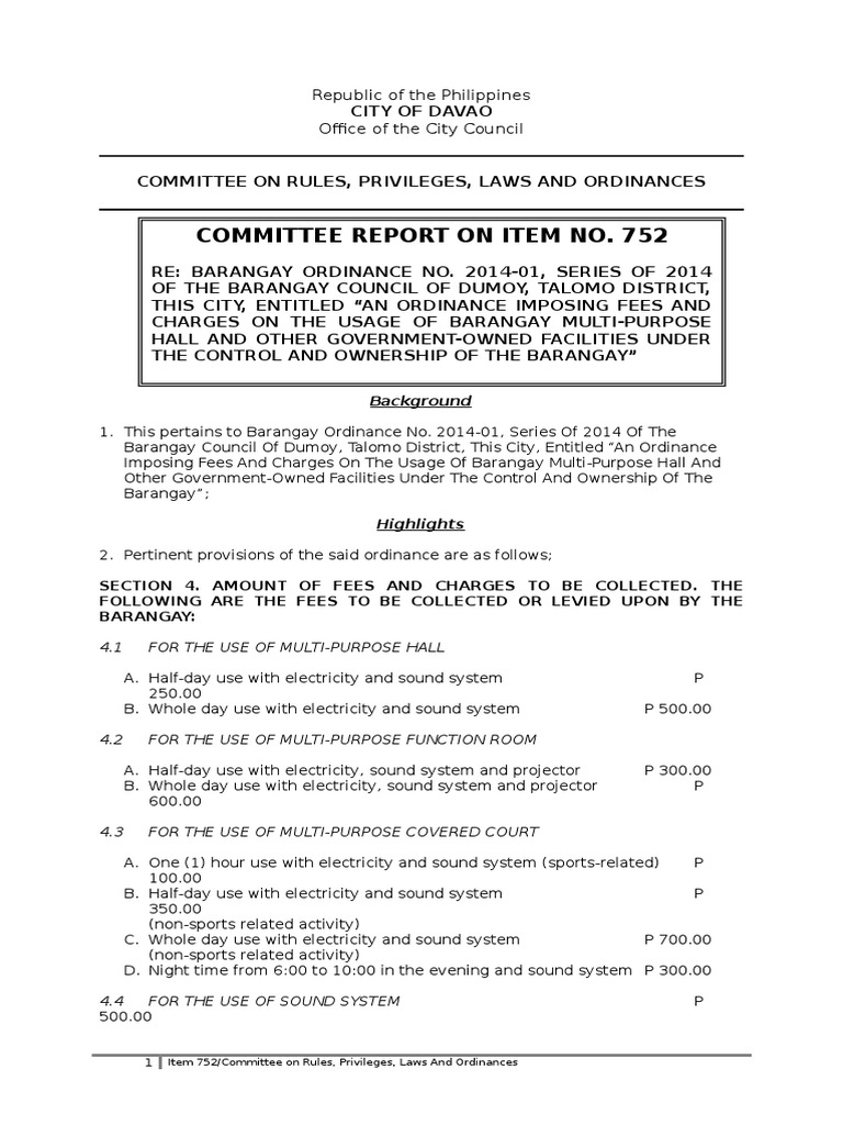Committee Report Item 752 (DRAFT) Local Ordinance Local Government