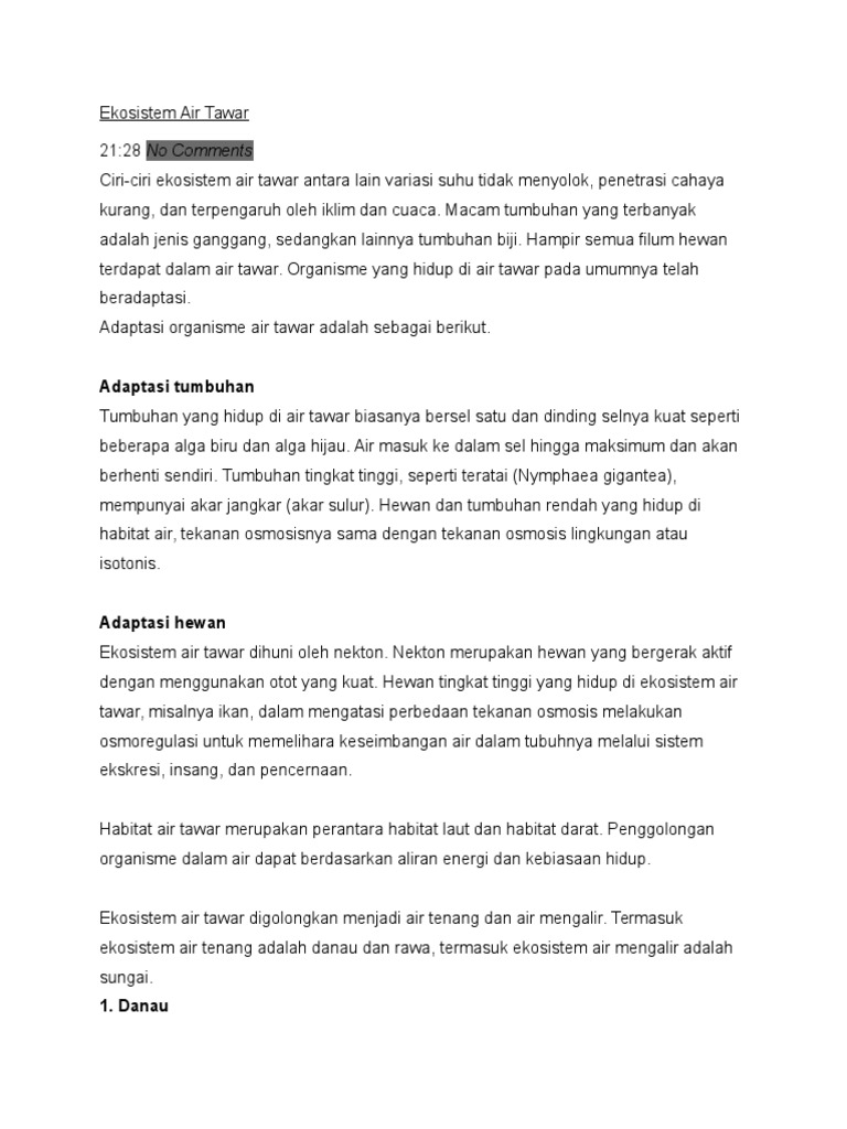 Ekosistem Air Tawar