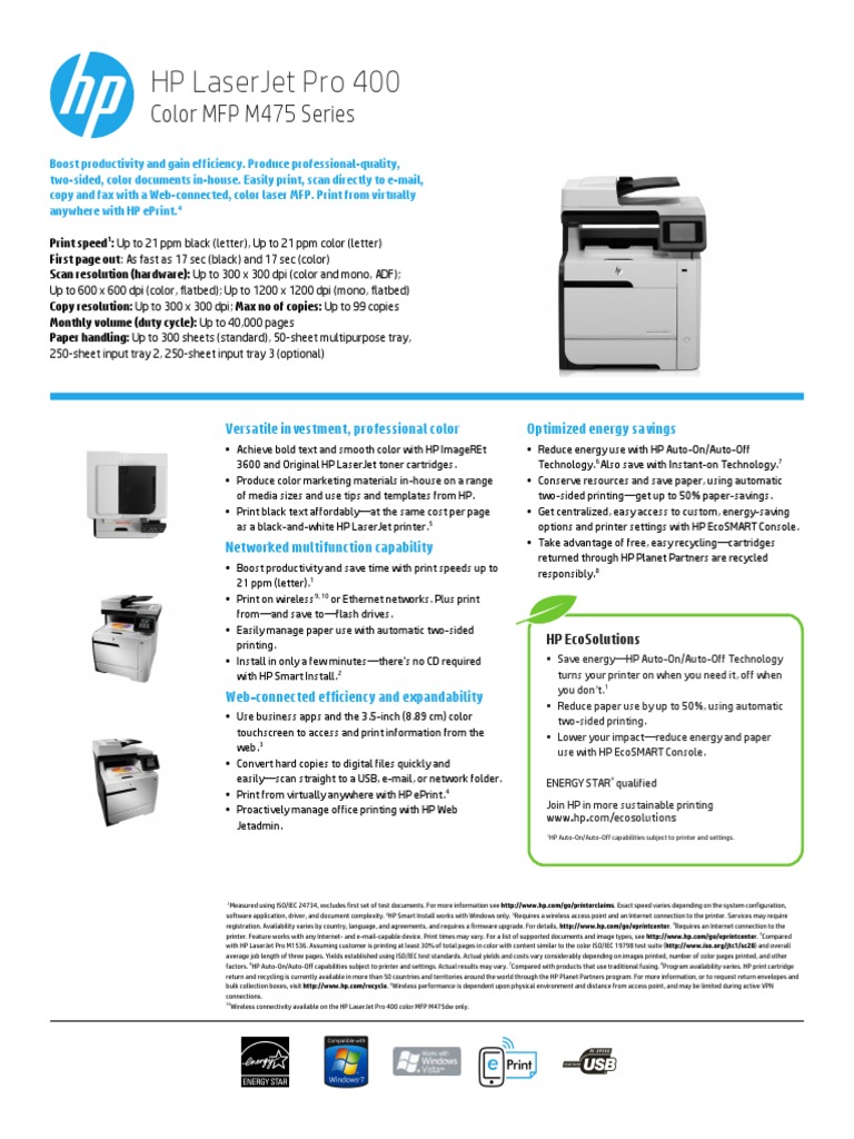 HP LaserJet Pro 400.pdf Printer Image Scanner