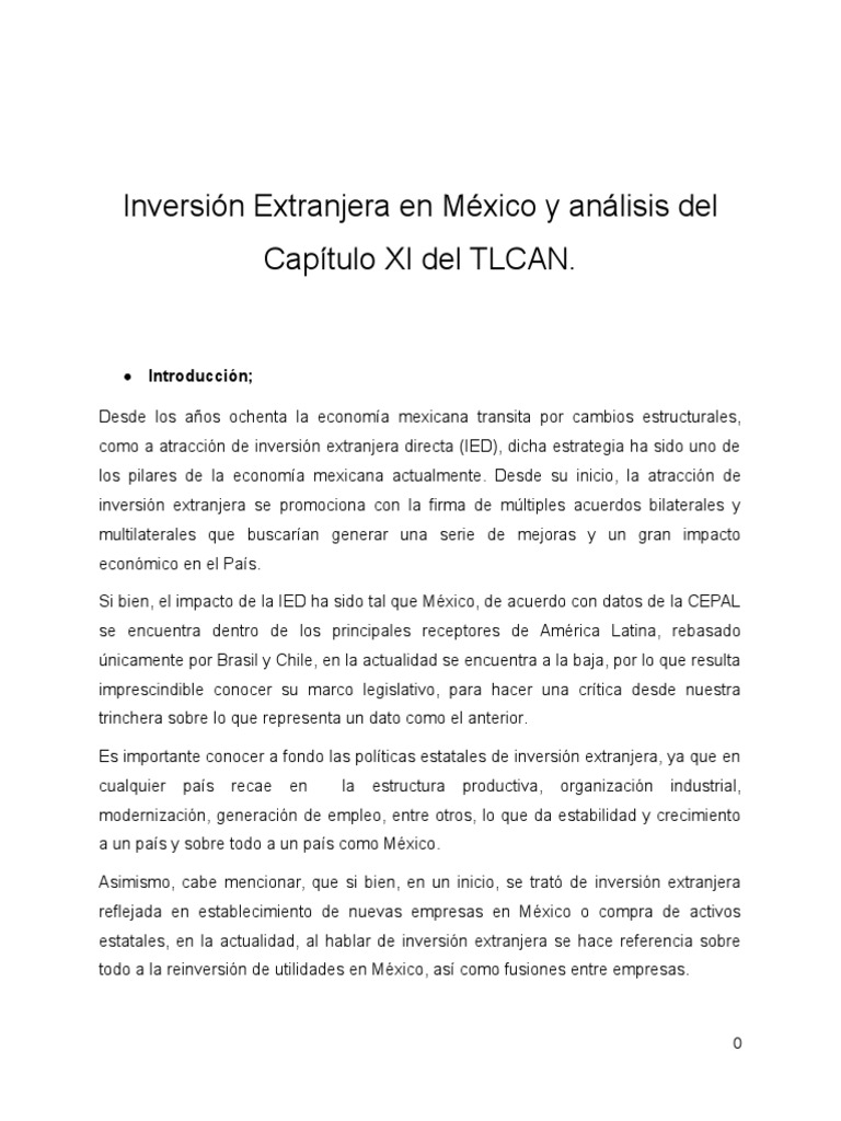 Ensayo Inversión Extranjera En México - 