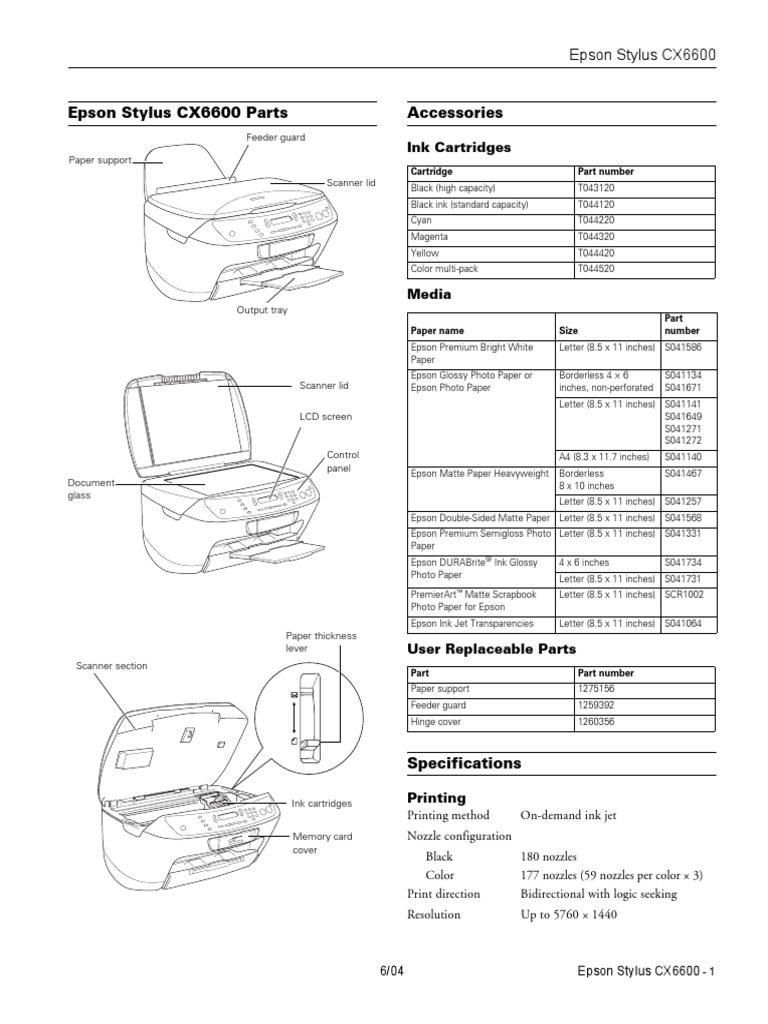 Imprimanta Epson Cx6600 Manual Image Scanner Printer