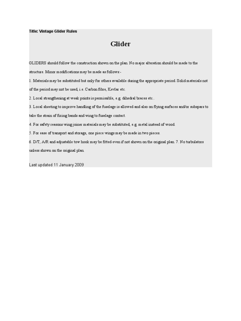Glider Rules | PDF | Science & Mathematics | Technology & Engineering