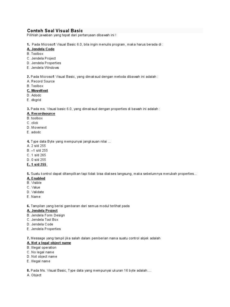 Contoh Soal Visual Basic