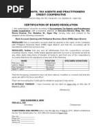 Board Resolution Bank Account OPENING