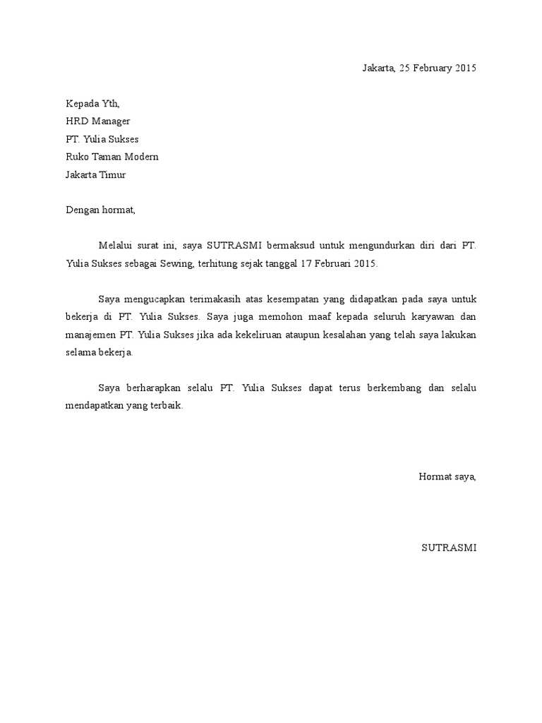 Contoh Surat Pengunduran Diri Jadi Mahasiswa Simak Gambar