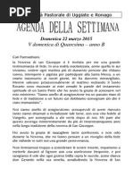 Comunità Pastorale Di Uggiate e Ronago Agenda Della Settimana