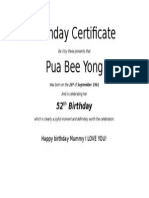 Birthday Certificate