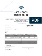 Sara Sports Enterprise Quotation