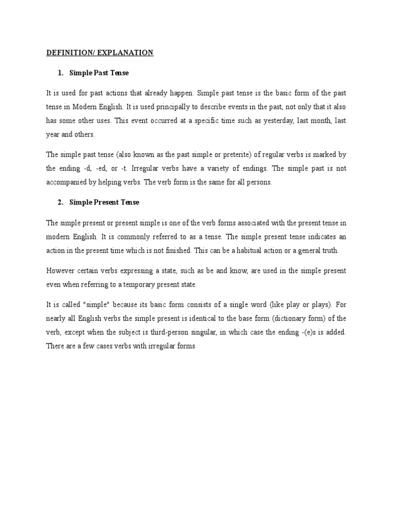 Understanding Simple Past Tense | PDF | Language Arts & Discipline