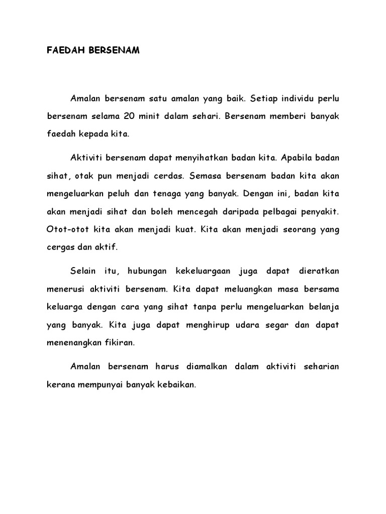 Faedah Bersenam Pdf