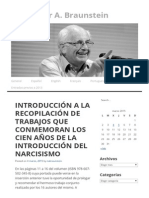 Introducción A La Recopilación de Trabajos Que Conmemoran Los Cien Años de La Introducción Del Narcisismo - Dr. Néstor A