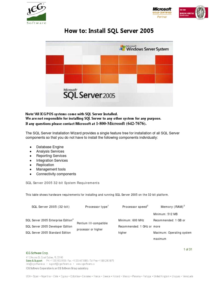 How To Install SQL Sever 2005 ICG Soft | PDF | Microsoft Sql Server ...